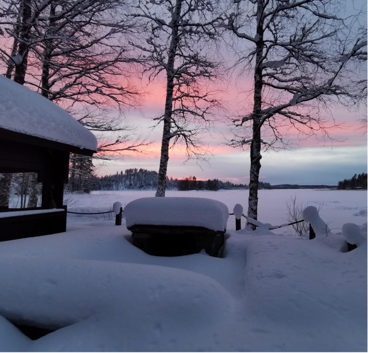 Mökkeily Saimaalla talvella